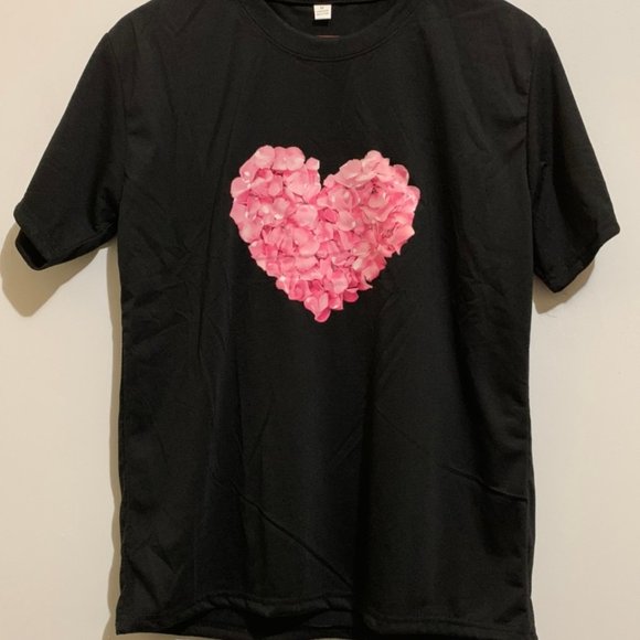Women's Floral Heart T-Shirt - Black - Picture 3 of 4